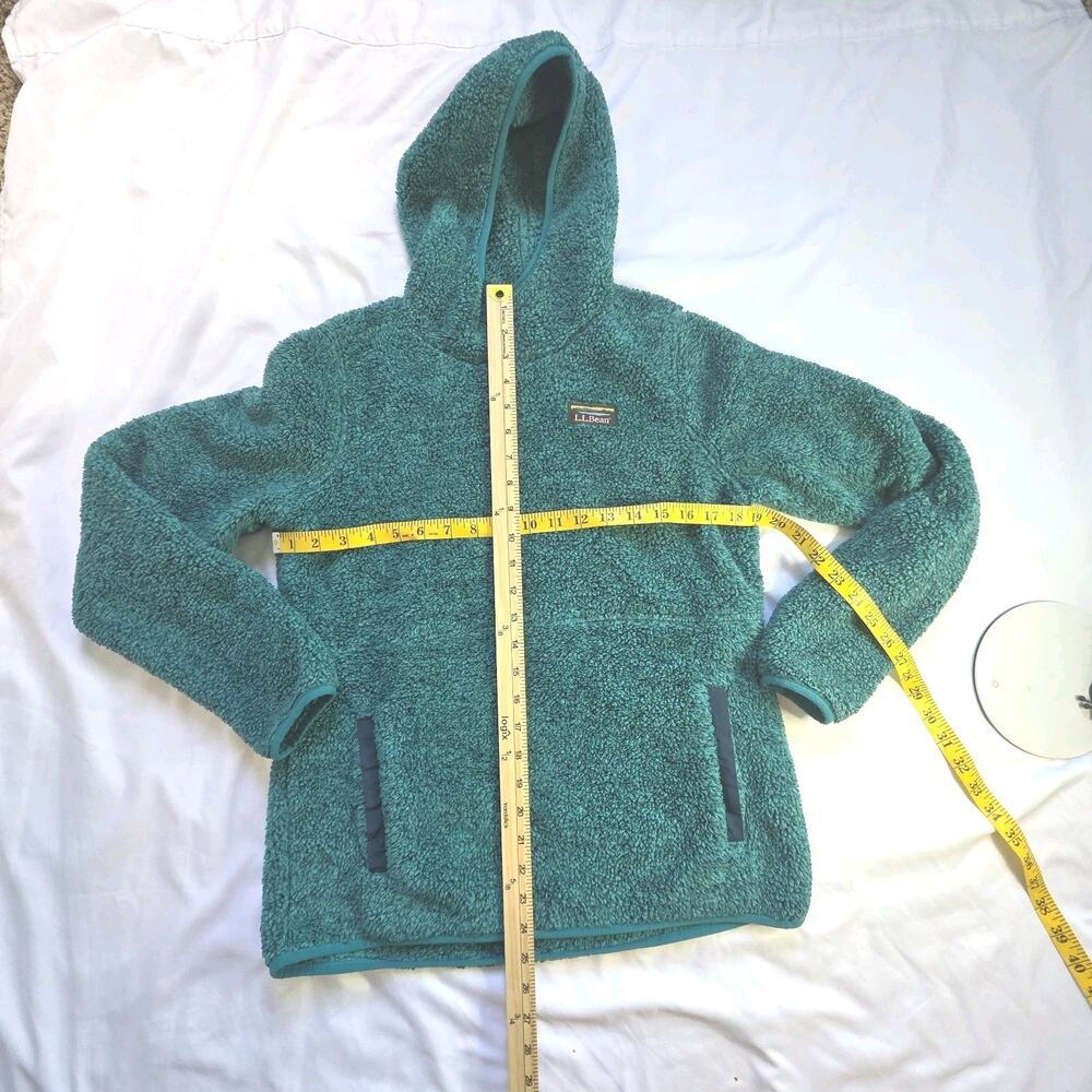 L.L.Bean Mountain Pile Fleece Hoodie Pullover Teddy Sherpa XS Mens Teal Blue